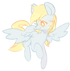 Size: 564x575 | Tagged: safe, artist:buljong, derpy hooves, pegasus, pony, ask doctor whooves, g4, cute, derpabetes, female, flying, looking back, mare, simple background, solo, spread wings, white background, white pupils, wings