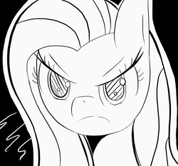 Size: 2401x2233 | Tagged: safe, artist:flutteriot, fluttershy, g4, female, high res, monochrome, solo