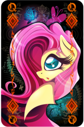Size: 845x1280 | Tagged: safe, artist:rariedash, part of a set, fluttershy, g4, card, female, playing card, poker card, queen, solo