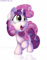 Size: 1100x1400 | Tagged: safe, artist:bobdude0, sweetie belle, pony, unicorn, g4, cute, female, food, looking up, open mouth, pun, raised hoof, simple background, smiling, solo, taco, taco belle, visual pun