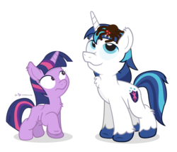 Size: 875x750 | Tagged: safe, artist:dm29, shining armor, twilight sparkle, spider, g4, duo, fuzznums, simple background, transparent background