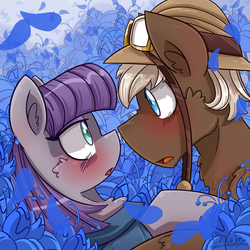 Size: 4500x4500 | Tagged: safe, artist:dracojayproduct, maud pie, oc, oc:tarnish teapot, pony, fanfic:the weed, g4, absurd resolution, blushing, canon x oc, duo, fanfic art, female, male, poison joke, shipping, straight