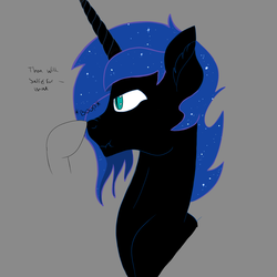 Size: 2000x2000 | Tagged: artist needed, safe, nightmare moon, g4, boop, darkhorse knight, disembodied hoof, high res, rule 63, scrunchy face