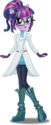 Size: 2000x4844 | Tagged: safe, artist:xebck, sci-twi, twilight sparkle, equestria girls, g4, my little pony equestria girls: friendship games, box art, circuit board, clothes, cyberpunk, female, glasses, high res, lab coat, pony ears, science, simple background, solo, transparent background, vector