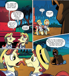 Size: 624x686 | Tagged: safe, edit, idw, official comic, flam, flim, radiant hope, pony, unicorn, g4, siege of the crystal empire, spoiler:comic, spoiler:comic34, cloak, clothes, comic, disney, female, flim flam brothers, idw advertisement, kingdom hearts, male, mare, psyga's alternate pony scenes, speech bubble, stallion