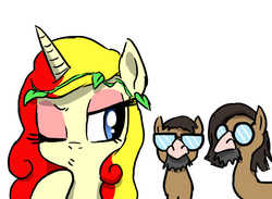 Size: 827x607 | Tagged: safe, artist:doublewbrothers, oc, oc only, oc:miss libussa, czequestria, disguise, glasses, mask, ponysona