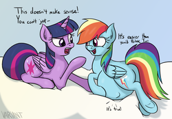 Size: 1284x894 | Tagged: safe, artist:variant, rainbow dash, scootaloo, twilight sparkle, alicorn, pegasus, pony, g4, belly, belly bed, butt, dock, female, implied unbirthing, impossibly large belly, mare, plot, preddash, preggo dash, pregnant, scootaprey, twilight sparkle (alicorn), underhoof, vore