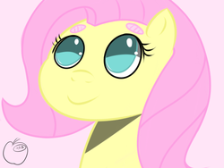 Size: 640x480 | Tagged: safe, artist:an-honest-appul, fluttershy, g4, eyebrows, female, head only, looking up, shadow, signature, smiling, solo