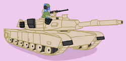 Size: 2064x996 | Tagged: safe, artist:arrkhal, oc, oc only, oc:arctic spring, pony, clank clank i'm a tank, m1 abrams, solo, tank (vehicle)