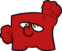 Size: 500x415 | Tagged: safe, artist:pokehidden, edit, oc, oc only, oc:big brian, banned from equestria daily, spoiler:banned from equestria daily 1.5, animated, faic, hand, meat boy, not salmon, reaction image, solo, super meat boy, wat