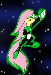 Size: 886x1280 | Tagged: safe, artist:mofetafrombrooklyn, fluttershy, g4, crossover, dc comics, female, green lantern, solo