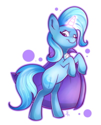 Size: 2500x3100 | Tagged: safe, artist:gumlball, trixie, pony, unicorn, g4, female, glowing horn, high res, horn, looking at you, mare, missing accessory, rearing, simple background, solo, transparent background