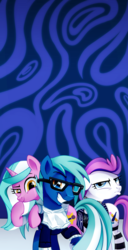 Size: 1024x1994 | Tagged: safe, artist:pepooni, oc, oc only, oc:blank canvas, oc:hoof beatz, oc:mane event, bronycon, bronycon 2015, bronycon mascots, glasses, hipster, hipster glasses, hoofevent, sign, swag