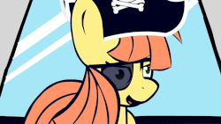 Size: 853x480 | Tagged: safe, artist:silviawinter, artist:viva reverie, oc, oc only, animated, canadian horse pirates, eyepatch, immatoonlink, pirate, solo