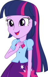 Size: 3131x5000 | Tagged: safe, artist:dashiesparkle, twilight sparkle, equestria girls, g4, my little pony equestria girls: rainbow rocks, clothes, cute, female, hand on chest, high res, long hair, open mouth, pleated skirt, simple background, skirt, solo, transparent background, twiabetes, twilight sparkle (alicorn), vector