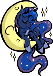 Size: 2498x3593 | Tagged: safe, artist:kimikonyanchan, princess luna, g4, eyes closed, female, high res, moon, on back, simple background, sleeping, solo, tangible heavenly object, transparent background