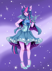 Size: 1024x1391 | Tagged: safe, artist:buryooooo, twilight sparkle, anthro, g4, clothes, dress, female, gala dress, pony coloring, solo