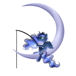 Size: 2000x2000 | Tagged: safe, artist:midnightpremiere, princess luna, g4, dreamworks, female, fishing rod, high res, moon, parody, simple background, solo, tangible heavenly object, transparent background