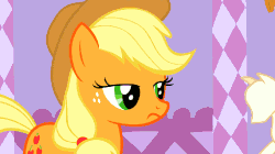 Size: 700x393 | Tagged: safe, screencap, applejack, earth pony, pony, bats!, g4, season 1, season 4, suited for success, animated, apple tree, blinking, carousel boutique, cute, female, freckles, frown, good end, grin, gritted teeth, hat, i'm okay with this, image macro, impact font, jackabetes, looking at you, looking up, mannequin, mare, meme, open mouth, raised hoof, reaction image, smiling, solo, subversion, subverted meme, talking, thinking, tree
