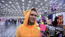 Size: 1435x813 | Tagged: safe, applejack, human, bronycon, g4, clothes, corey graves, cosplay, costume, culture shock (wwe), irl, irl human, needs more jpeg, photo, wwe