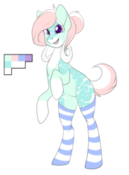 Size: 1982x2694 | Tagged: safe, artist:freeze-pop88, minty, pony, g3, g4, clothes, female, floppy ears, g3 to g4, generation leap, mare, rearing, redesign, simple background, socks, solo, striped socks, transparent background