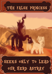 Size: 1080x1527 | Tagged: safe, artist:chrisgotjar, queen chrysalis, twilight sparkle, alicorn, pony, g4, :<, bioshock infinite, female, mare, ponified, poster, propaganda, raised hoof, slowpoke, twilight sparkle (alicorn)