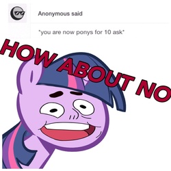 Size: 797x797 | Tagged: safe, artist:askthecrystalgems-posts, twilight sparkle, pony, unicorn, g4, female, how about no, male, mare, meme, ponified meme, solo, steven quartz universe, steven universe, together breakfast, uncomfortable steven face