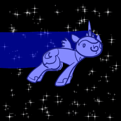 Size: 500x500 | Tagged: safe, artist:artylovr, princess luna, g4, animated, female, flying, moon (character), nyan cat, praise moon, solo, space