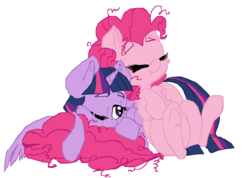 Size: 1024x728 | Tagged: safe, artist:cartoonxcatxlover, pinkie pie, twilight sparkle, alicorn, pony, g4, female, lesbian, mare, ship:twinkie, shipping, twilight sparkle (alicorn), underhoof