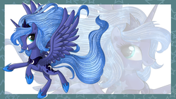 Size: 2560x1440 | Tagged: dead source, safe, artist:vird-gi, princess luna, alicorn, pony, g4, female, mare, s1 luna, smiling, solo, spread wings, wallpaper, wings, zoom layer