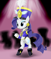 Size: 1000x1135 | Tagged: safe, artist:dambitail, rarity, pony, unicorn, g4, testing testing 1-2-3, ancient wonderbolts uniform, boots, clothes, female, hat, mare, sgt. rarity, shako, shoes, solo, uniform