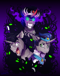 Size: 900x1150 | Tagged: safe, artist:inuhoshi-to-darkpen, king sombra, shadow pony, umbrum, g4, bust, crying, dark magic, good king sombra, magic, shadow, smiling, sombra eyes