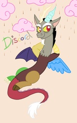 Size: 800x1280 | Tagged: safe, artist:php62, discord, draconequus, g4, chocolate rain, cotton candy cloud, cute, discute, fluffy, looking at you, male, smiling, smiling at you, solo