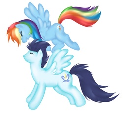 Size: 933x857 | Tagged: safe, artist:chioro, rainbow dash, soarin', pony, g4, backwards cutie mark, female, male, ship:soarindash, shipping, straight