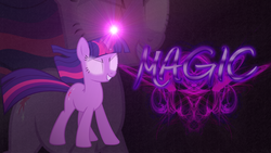 Size: 1920x1080 | Tagged: dead source, safe, artist:dhgboxmonster, artist:mewtwo-ex, twilight sparkle, pony, unicorn, g4, double, female, glowing eyes, glowing horn, horn, lens flare, magic, mare, solo, unicorn twilight, vector, wallpaper