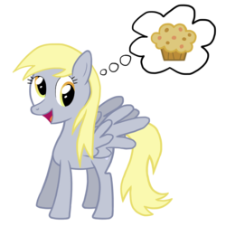 Size: 4000x4000 | Tagged: safe, artist:fluttershy_z, derpy hooves, pegasus, pony, g4, female, mare, muffin, newbie artist training grounds, simple background, solo, thought bubble, transparent background