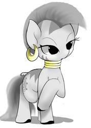 Size: 1024x1438 | Tagged: safe, artist:skippy_the_moon, zecora, zebra, g4, ear piercing, earring, female, jewelry, mare, piercing, raised hoof, solo