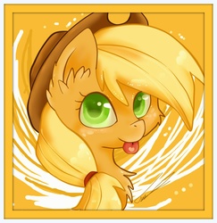 Size: 1614x1662 | Tagged: safe, artist:teranen, applejack, g4, :p, colored pupils, female, solo, tongue out