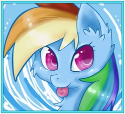 Size: 1568x1436 | Tagged: safe, artist:teranen, rainbow dash, g4, colored pupils, female, solo, tongue out
