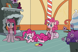 Size: 1024x683 | Tagged: safe, artist:galefeather, pinkie pie, g4, fanfic art, implied surprise, multiple personality, pinkamena diane pie, pinkie personalities, sugarcube corner, truth or dare