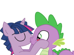 Size: 1024x768 | Tagged: safe, artist:ripped-ntripps, spike, twilight sparkle, dragon, pony, unicorn, g4, and then spike was gay, duo, dusk shine, gay, half r63 shipping, kiss on the lips, kissing, male, rule 63, shike, ship:duskspike, ship:twispike, shipping, spike gets all the stallions, stallion