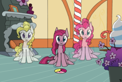 Size: 1024x683 | Tagged: safe, artist:galefeather, pinkie pie, surprise, g4, fanfic art, multiple personality, pinkamena diane pie, pinkie personalities, pinkie sense, sugarcube corner, twitch