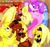 Size: 1800x1700 | Tagged: safe, artist:debbygattathebest, fluttershy, fox, g4, bonnie (fnaf), chica, cute, five nights at freddy's, foxy, freddy fazbear, golden freddy, hug