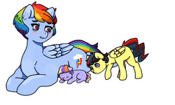 Size: 500x300 | Tagged: safe, artist:daydream-dollop, oc, oc only, oc:lightning rod, oc:roadrunner, earth pony, pegasus, pony, baby, baby pony, brother and sister, colt, female, filly, foal, male, offspring, parent:flash sentry, parent:rainbow dash, parents:flashdash