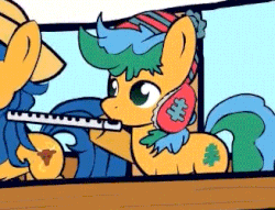Size: 327x250 | Tagged: safe, artist:silviawinter, artist:viva reverie, oc, oc only, animated, canadian horse pirates, flute, musical instrument, pirate, solo, vibrating