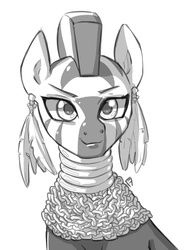 Size: 713x929 | Tagged: safe, artist:frankier77, zecora, zebra, g4, female, monochrome, mr. t, solo