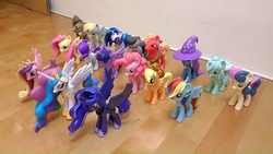 Size: 960x540 | Tagged: safe, applejack, big macintosh, bon bon, derpy hooves, dj pon-3, doctor whooves, fluttershy, lyra heartstrings, octavia melody, pinkie pie, princess cadance, princess celestia, princess luna, rainbow dash, rarity, sweetie drops, time turner, trixie, twilight sparkle, vinyl scratch, alicorn, pony, g4, female, funko, irl, mane six, mare, photo, toy, twilight sparkle (alicorn)