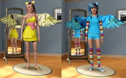 Size: 1023x632 | Tagged: safe, artist:rainbow-pastel, fluttershy, rainbow dash, g4, 3d, the sims, the sims 3