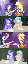 Size: 558x1247 | Tagged: safe, applejack, blueberry pie, brawly beats, bulk biceps, derpy hooves, lavender lace, nolan north, normal norman, octavia melody, princess celestia, princess luna, principal celestia, rarity, raspberry fluff, sophisticata, trixie, vice principal luna, equestria girls, g4, my little pony equestria girls: rainbow rocks, background human, female, screencap comic, the muffins, trixie and the illusions