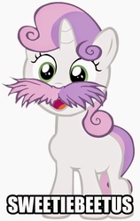 Size: 540x857 | Tagged: safe, sweetie belle, g4, cute, diabetes, diasweetes, female, moustache, solo, wilford brimley